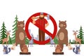 Lumberjack cartoon character with ax in checkered shirt in the forest vector flat illustration for Illegal Deforestation