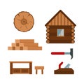 Lumberjack cartoon tools icons vector illustration