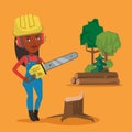 Lumberjack with chainsaw vector illustration.