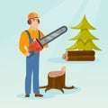 Lumberjack with chainsaw vector illustration.