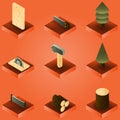 Lumberjack color gradient isometric set Royalty Free Stock Photo