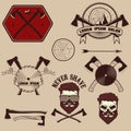 Lumberjack emblems set