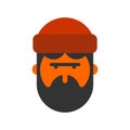 Lumberjack face. Woodcutter head. lumberman with beard and cap