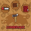 Lumberjack flat concept icons