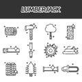 Lumberjack flat icon set