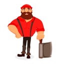 Lumberjack. Handsome logger. Cartoon character