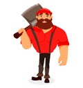 Lumberjack. Handsome logger. Cartoon character