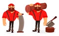 Lumberjack. Handsome logger. Cartoon character Royalty Free Stock Photo