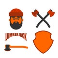 Lumberjack icon set. Woodcutter sign. lumberman symbol. feller w