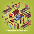 Lumberjack Isometric Vector Illustration