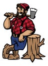 Lumberjack lean on the wood log Royalty Free Stock Photo