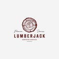Lumberjack Log Wooden Vintage Vector Logo, Illustration Design Of Carpentry Carpenter Concept