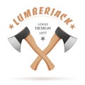 lumberjack logo design two crossed lumberjack axes