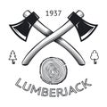 Lumberjack Logo Symbol Hatchet Axe Wood Rings Cut