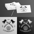 Lumberjack Logo Symbol Hatchet Axe Wood Rings Cut Royalty Free Stock Photo