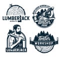 Lumberjack logos for timber wood carving studio