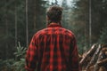 Lumberjack man shirt forest. Generate Ai