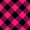 Lumberjack plaid pattern in pink and black. Seamless vector pattern. Royalty Free Stock Photo