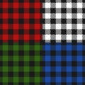 Lumberjack plaid seamless pattern flannel set, Alternating colorful squares checkered background. Scottish cage. Vector Royalty Free Stock Photo