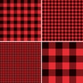 Lumberjack Red Buffalo Check Plaid and Square Pixel Gingham Patterns