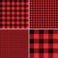 Lumberjack Red Buffalo Check Plaid and Square Pixel Gingham Patterns Royalty Free Stock Photo