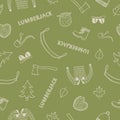Lumberjack seamless doodle background Royalty Free Stock Photo