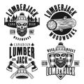 Lumberjack set of vector black vintage emblems Royalty Free Stock Photo