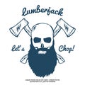 Lumberjack Skull with beard and Crossed Axes Vector