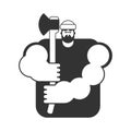 Lumberjack strong isolated. Woodcutter and axe. Big lumberman. f Royalty Free Stock Photo