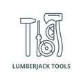 Lumberjack tools vector line icon, linear concept, outline sign, symbol