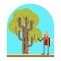 Lumberjack Tree wood nature concept flat design Royalty Free Stock Photo