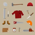 Lumberjack vector icon set.