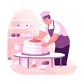 Cake baker in vector style, professions of the world, pastel Royalty Free Stock Photo