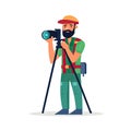 photographer operator in vector style, professions of the world, pastel