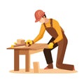 a carpenter in vector style, professions of the world, pastel