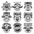 Lumberjack vintage black on white vector emblems Royalty Free Stock Photo