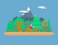 Lumberjack in wood under Mountain Concept