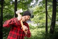 Lumberjack Woodsman Chopping Wood Royalty Free Stock Photo