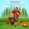 Lumberjack Woodsman Outdoors Cartoon Poster Royalty Free Stock Photo