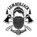 Lumberjack. Woodworkers festival poster template. Design element for emblem, sign
