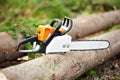 Lumberjack Work tool petrol Chainsaw Royalty Free Stock Photo