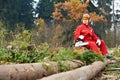 Lumberjack Worker With Chainsaw In The Forest Royalty Free Stock Photo