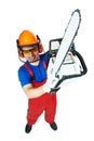 Lumberjack Worker With Chainsaw Isolated Royalty Free Stock Photo