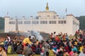 People praying at Maya Devi temple birth place of Buddha in Lumbini on Nepal