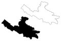 Lumbini Province Federal Democratic Republic of Nepal, Administrative divisions map vector illustration, scribble sketch