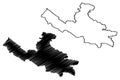 Lumbini Province Federal Democratic Republic of Nepal, Administrative divisions map vector illustration, scribble sketch