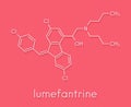 Lumefantrine benflumetol antimalarial drug molecule. Skeletal formula.