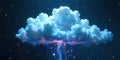 Luminescent cloud data network a futuristic visualization of interconnectedness and digital flow. Generative AI Royalty Free Stock Photo