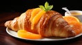 Luminescent Croissant With Orange Slices: A Majestic Fusion Of Flavors