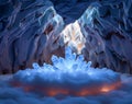 Luminescent Crystal Formation Within Frozen Mountain Cavern Royalty Free Stock Photo
